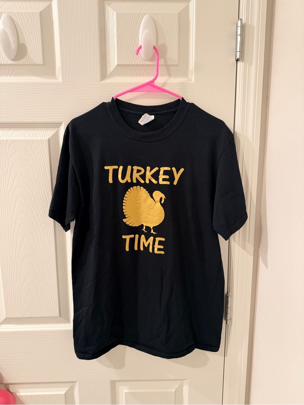 Black 'Turkey Time' Graphic Tee - Gold Print